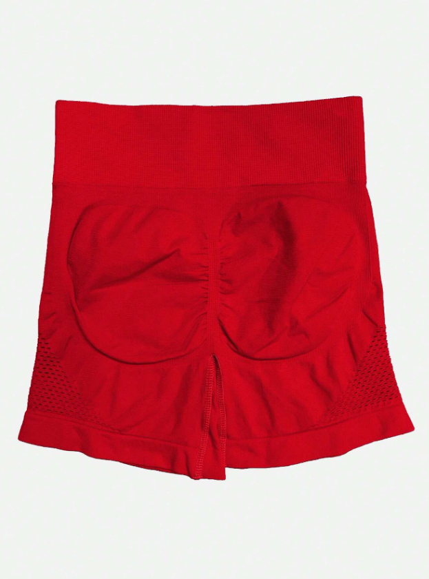 SHEIN Sport Studio Pantalones cortos deportivos sin costuras de cintura ancha sólida, pantalones cortos de sudor, pantalones cortos de gimnasia