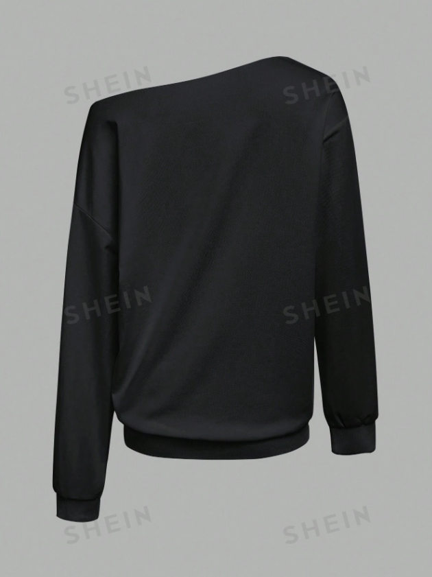 SHEIN EZwear Sudadera para mujer de hombros abiertos, informal, de estilo minimalista