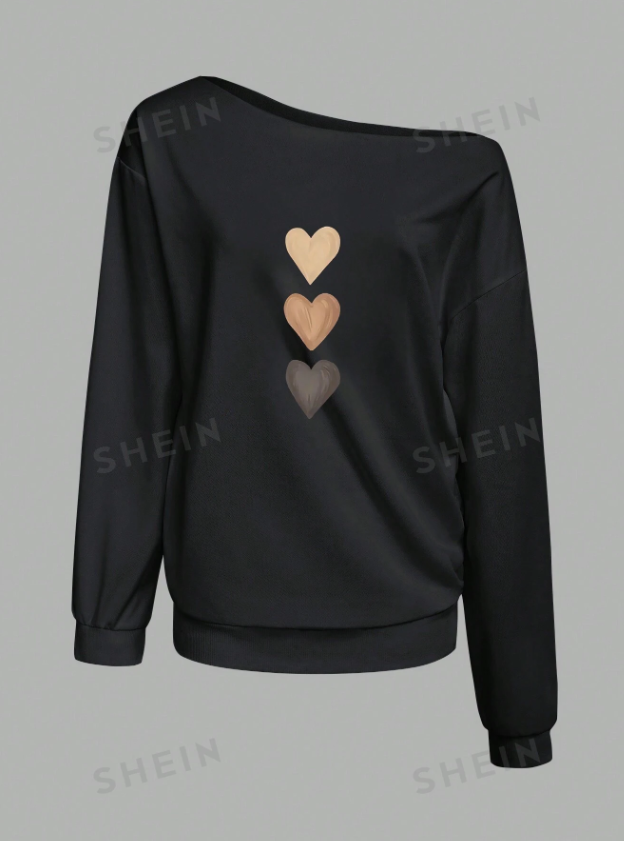 SHEIN EZwear Sudadera para mujer de hombros abiertos, informal, de estilo minimalista