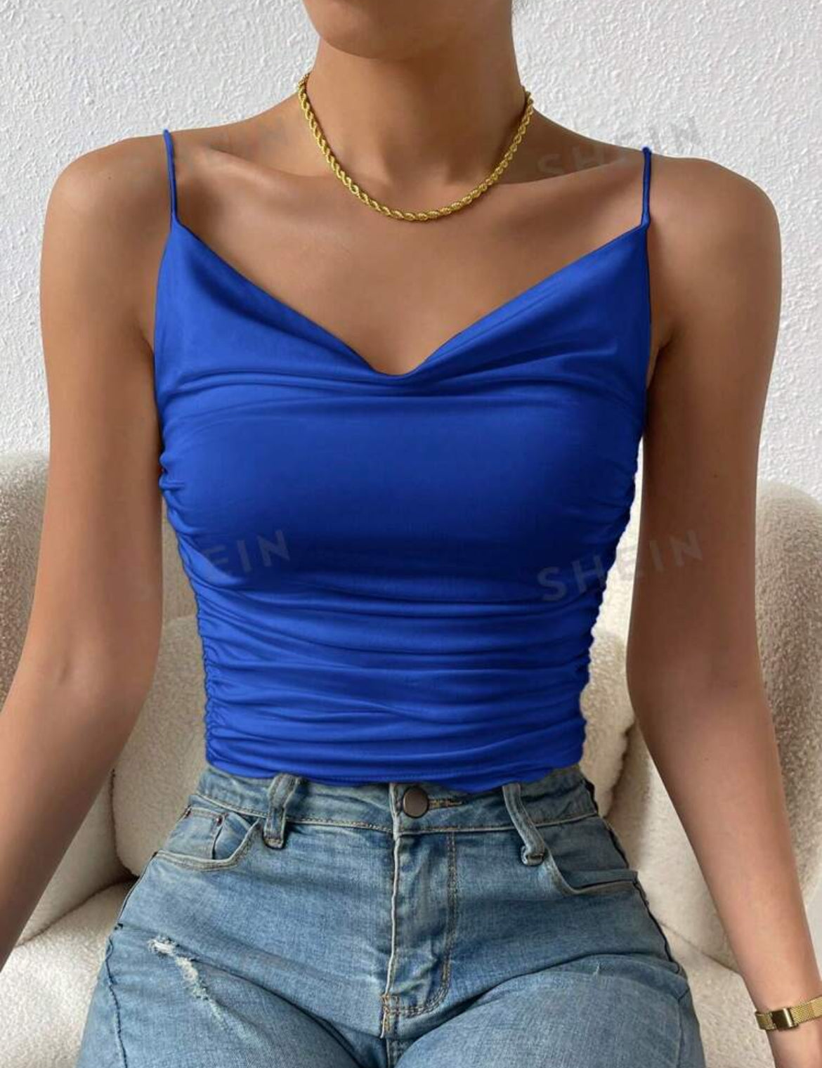 SHEIN BAE Top de tirantes crop con fruncido delantero fruncido