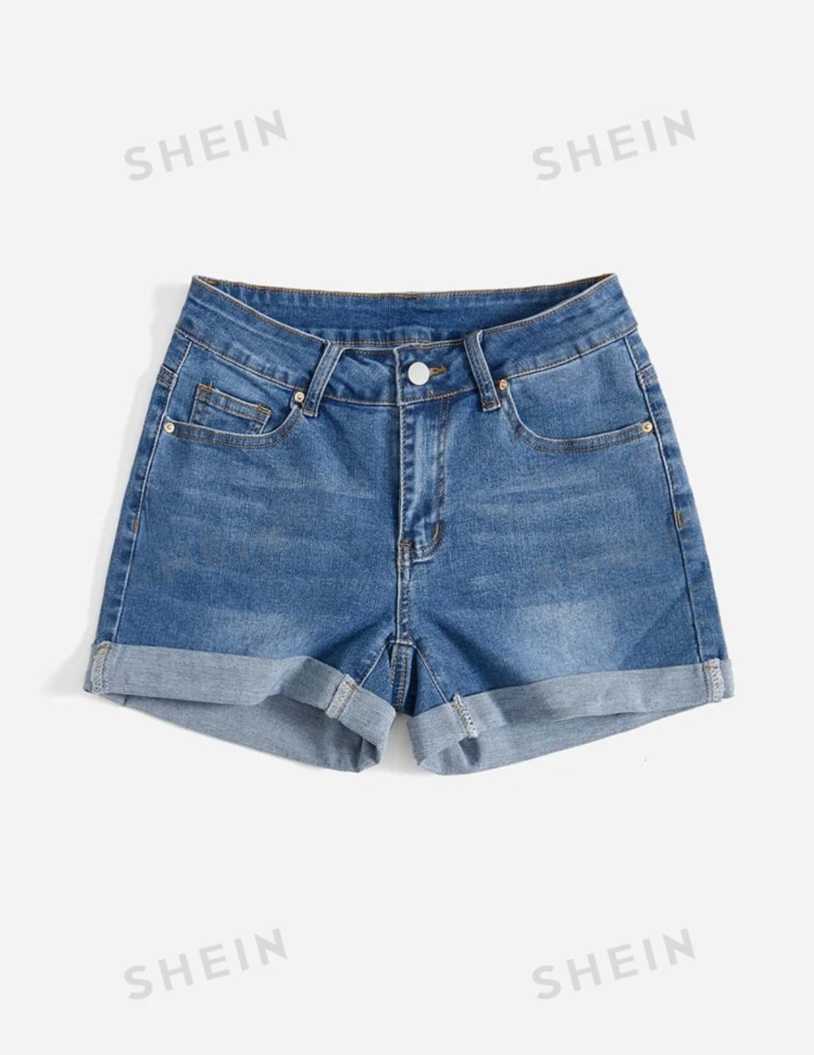 SHEIN Essnce Shorts en mezclilla bajo de doblez