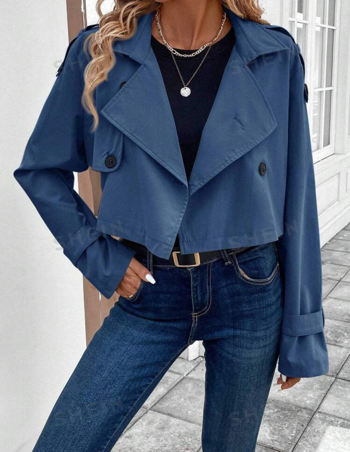 SHEIN LUNE Abrigo trench casual de color caqui para mujeres, otoño e invierno