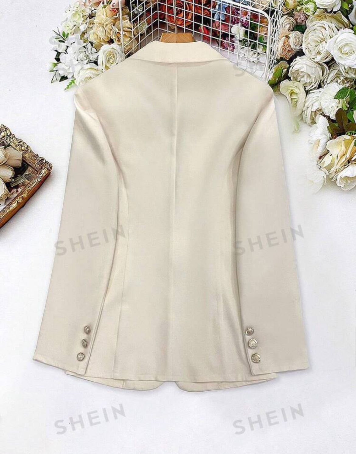 SHEIN Raffinéa Chaqueta blazer de ajuste regular de un solo pecho con bolsillos con solapa para mujer