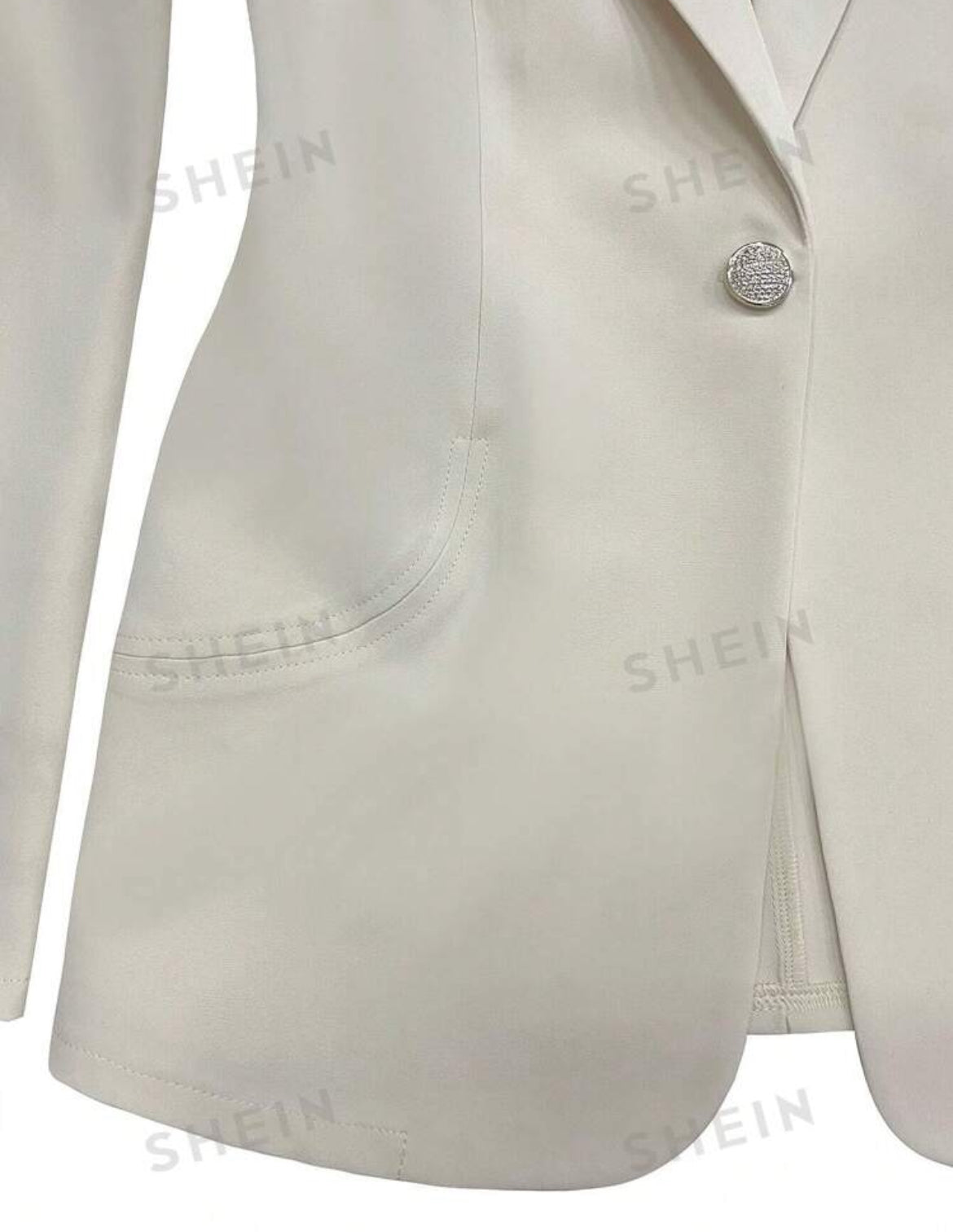 SHEIN Raffinéa Chaqueta blazer de ajuste regular de un solo pecho con bolsillos con solapa para mujer