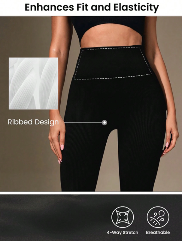 SHEIN Sport Gameset Leggings deportivos sin costuras de cintura alta de unicolor