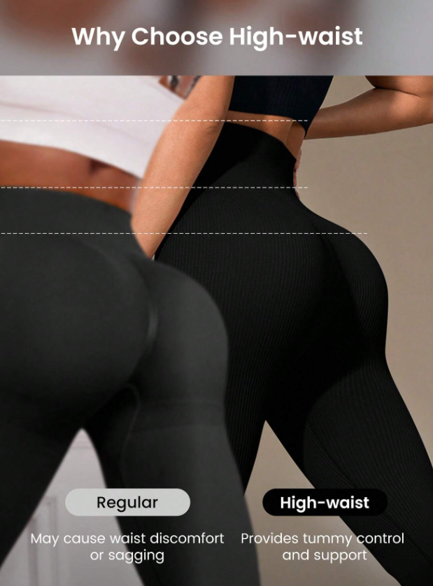 SHEIN Sport Gameset Leggings deportivos sin costuras de cintura alta de unicolor