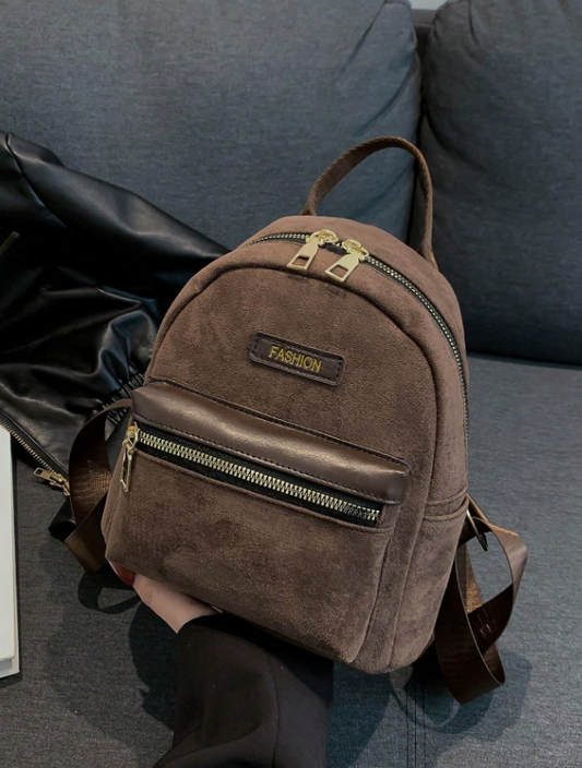 Mochila De Estilo Clásico, Ligero, Portátil, Con Cremallera, Fabricado En Piel Suave Mate Pu