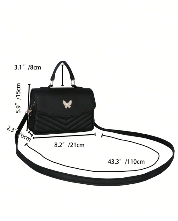 Bolso de hombro tipo cruzado cuadrado con solapa y diseño de moño en costura de piel de poliuretano