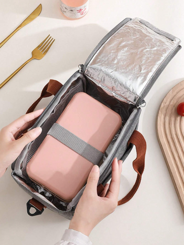 Bolsa de mano para almuerzo Bolsa de almuerzo de alta calidad Bolsa de aislamiento de gran capacidad a prueba de agua con forro de aluminio Correa de hombro ajustable desmontable Aislada