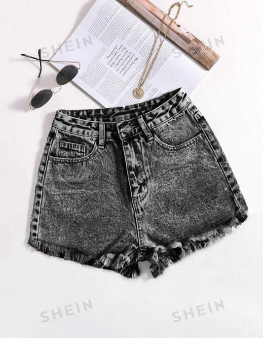 SHEIN EZwear Pantalones cortos de mezclilla desgarrados informales de verano