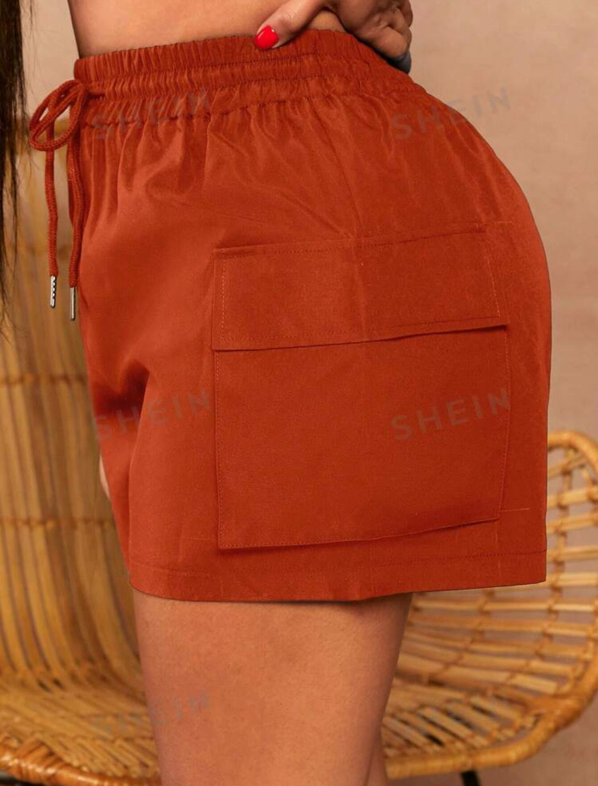 SHEIN SXY Pantalones cortos casuales sueltos de unicolor con lazo en la cintura para mujer