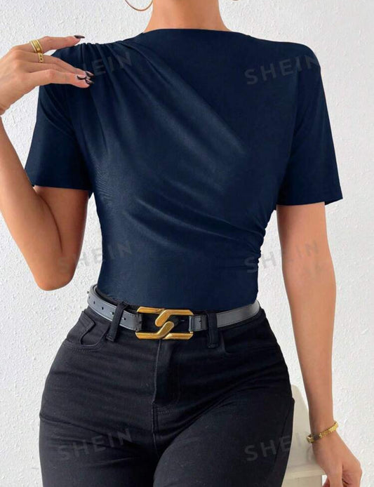 SHEIN Allurite Camiseta de hombros fruncido