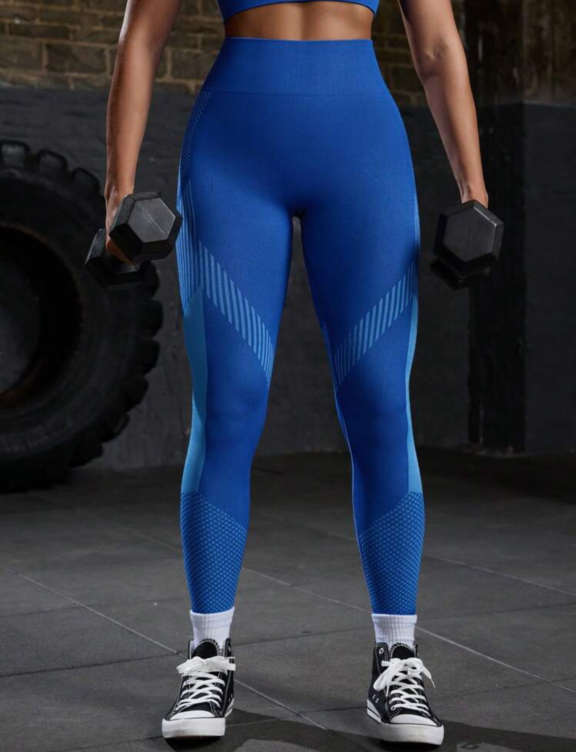 SHEIN Sport Powerista Mallas deportivas de cintura alta con bloqueo de color para mujer